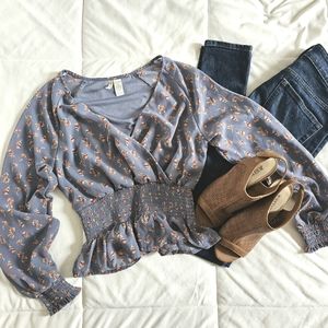 Floral boho long sleeve blousw